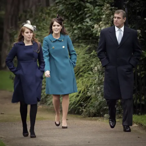 Mark Cuthbert/UK Press via Getty Images The Duke Of York, Princess Beatrice & Princess Eugenie Attend The Christmas Day Service At Sandringham Church, 2006