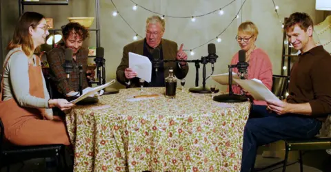 Left to right: Daisy Badger, Ben Norris, Timothy Bentinck, Felicity Finch, Wilf Scolding