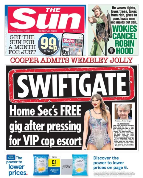 The Sun front page on 10/10