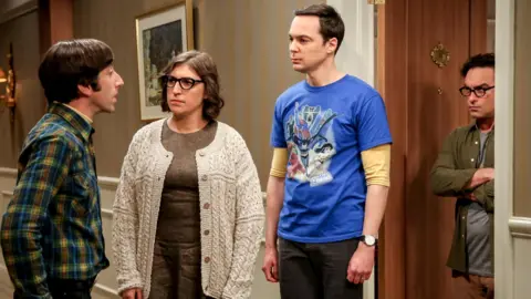 Getty Images Howard Wolowitz (Simon Helberg), Amy Farrah Fowler (Mayim Bialik), Sheldon Cooper (Jim Parsons) and Leonard Hofstadter (Johnny Galecki) in The Big Bang Theory