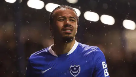 Florian Bianchini grimaces during a Portsmouth game last season 