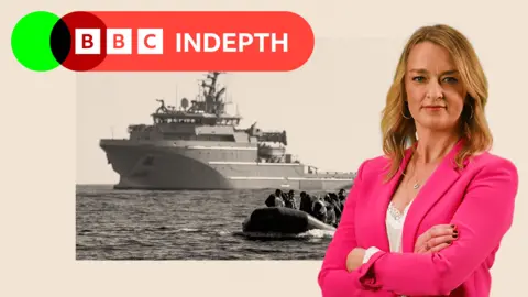 Two treated images of a large ship with an image of Laura K edited on the side