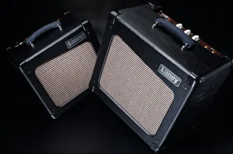 Getty Images Two Laney amps sit side by side on a black background