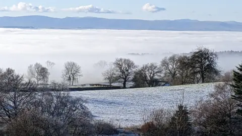Jean Raftery Cloud inversion over the Eden Valley from Murton Pike, Cumbria