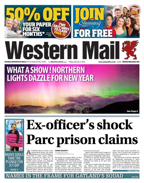 Western Mail The front page of the Western Mail