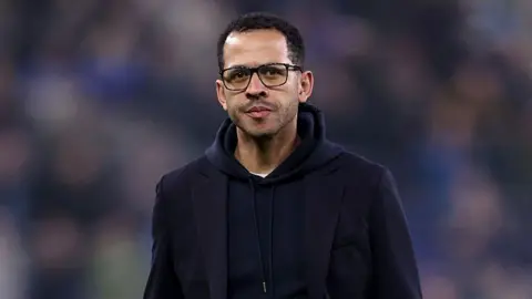 Liam Rosenior pictured on the sidelines as Chelsea manager