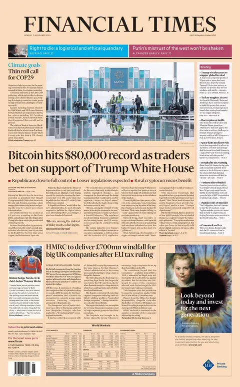 Financial Times front page, 11 October 