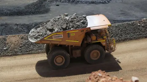 Lithium ore being transported from a mine in Western Australia