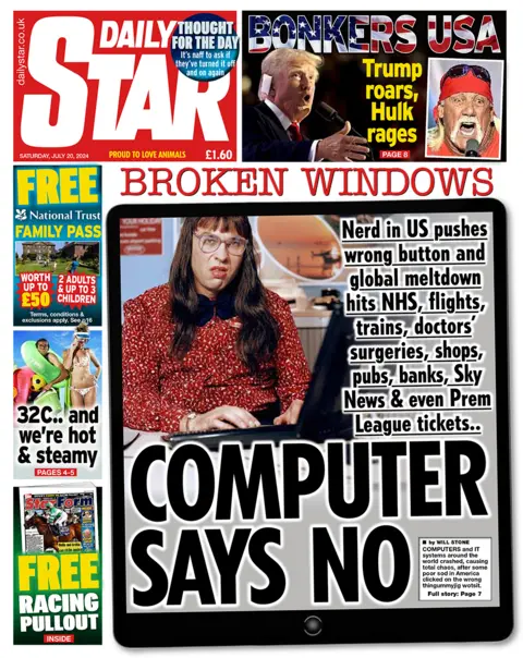 The headline in the Star reads: "Computer says no". 