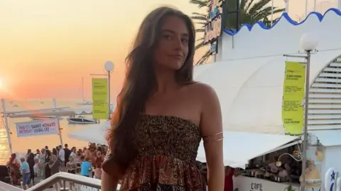 Instagram Scottish teenager Emma Ramsay smiling while on holiday in Ibiza