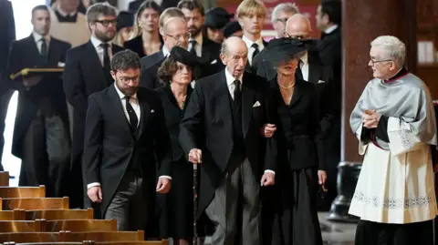 PA Media The Duke of Kent at the funeral of his wife Katharine