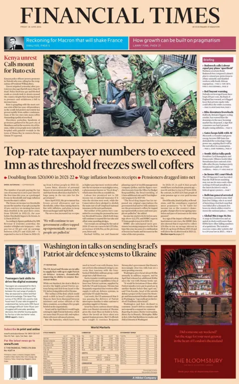 The front page of the Financial Times 
