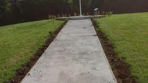 A path leading to a war memorial