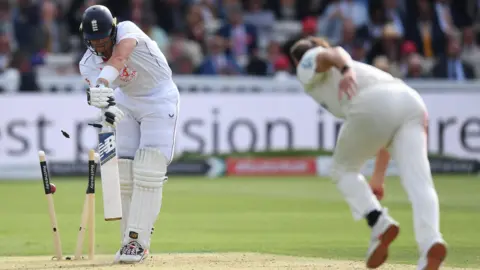 Jamie Smith is bowled