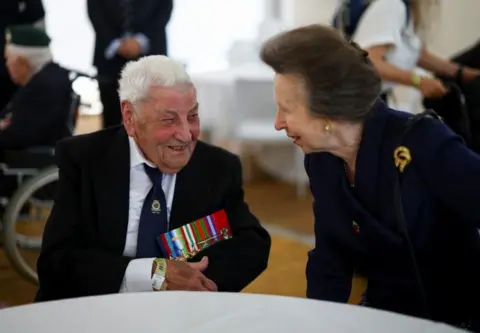 Hannah McKay/PA Media The Princess Royal meets Royal Navy veteran Fred Ayton