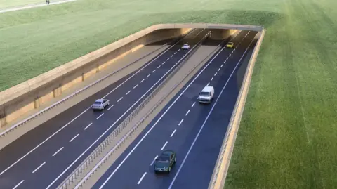 National Highways An artist impression of the Stonehenge tunnel