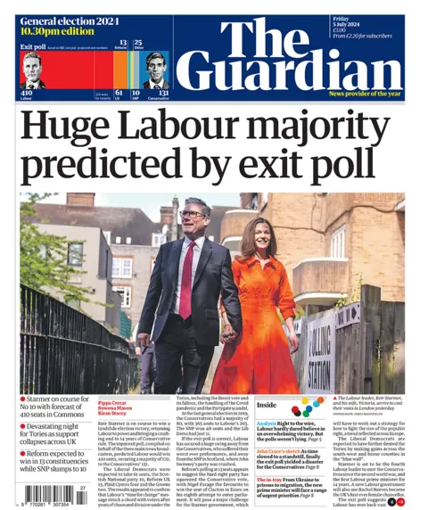 The headline in the Guardian reads: 