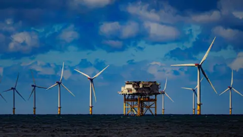 PA Media A RWE's Gwynt y Mor offshore wind farm in Liverpool Bay.