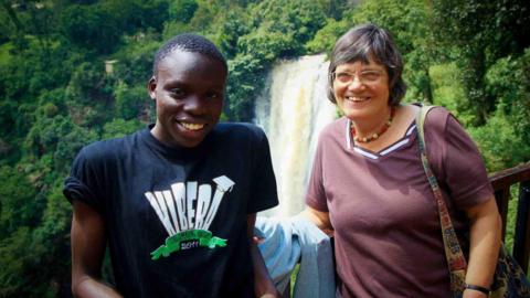 Elspeth Waldie with a film maker in Kenya
