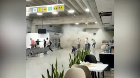 Video captures airport damage during earthquake.