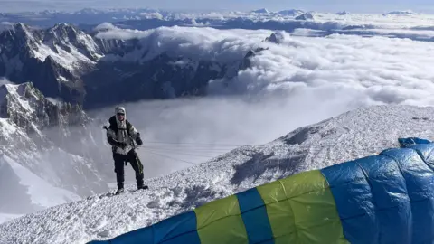 Supplied Hugh Burnaby-Atkins at the summit of Mont Blanc