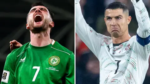 Troy Parrott and Cristiano Ronaldo