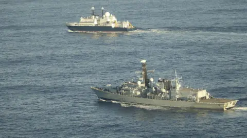 Ministry of Defence HMS Somerset and Yantar in UK waters earlier this week