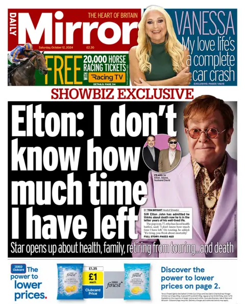 Daily Mirror front page with headline: 