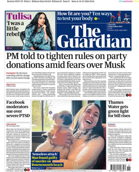  "PM told to tighten rules on party donations amid fears over Musk"