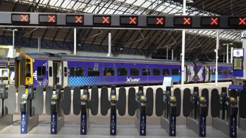 PA Media Glasgow Queen Street station during 2022 strikes