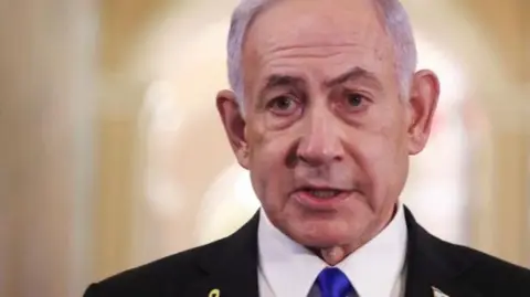 Israeli Prime Minister Benjamin Netanyahu speaks to the press, on Capitol Hill in Washington, D.C. U.S. July 8, 2025. 