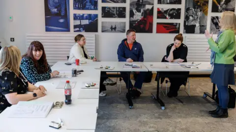 The National Centre for Learning Welsh Adults learning Welsh in a classroom session organised by The National Centre for Learning Welsh 