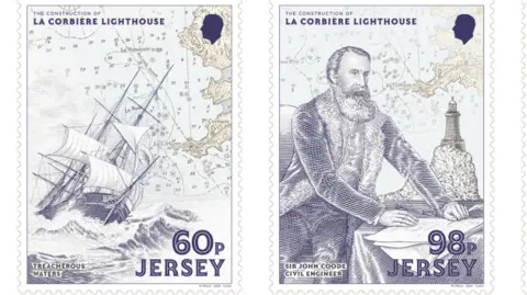 Jersey Post Close up of the stamps