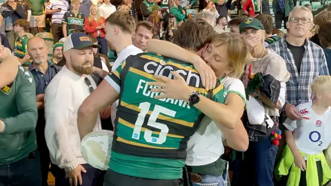 George Furbank being hugged at Franklin's Gardens