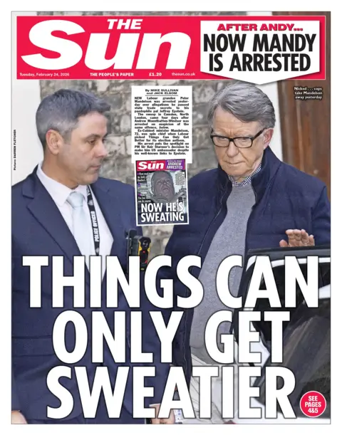 The headline on the front page of the Sun reads: "Things can only get sweatier."
