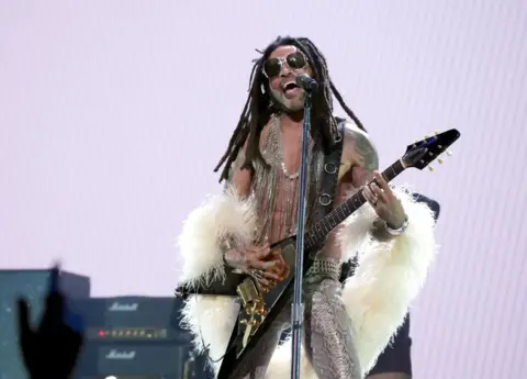 Getty Images Lenny Kravitz performs astatine  the 2024 MTV VMAs