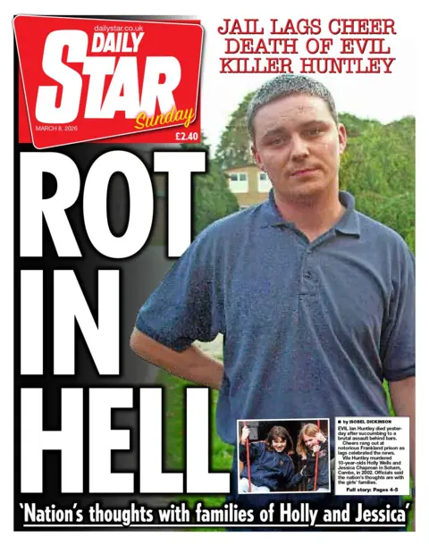 The front page of the Daily Star reads: "Rot In Hell."