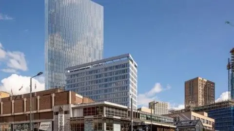 Planning image depicting a 37-storey tower in Leeds which would be used for student accommodation.