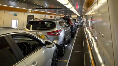 The interior of a Eurotunnel train