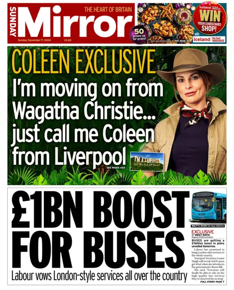 Sunday Mirror headline reads: "£1bn boost for buses"