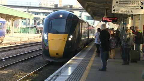 Train at Cardiff Central station