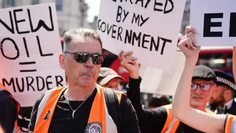 PA Dale Vince joins Just Stop Oil activists during a protest by the environmental campaigners in central London, in 2023.