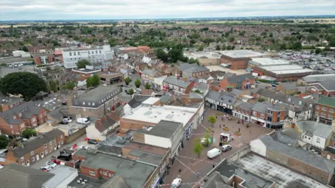 An aerial view of Spalding town centre