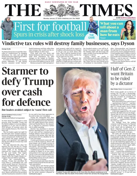 The Times: to defy Starrmer Trump for Defense for Defense