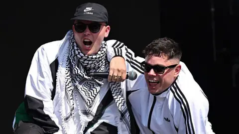 Kneecap on stage at Glastonbury