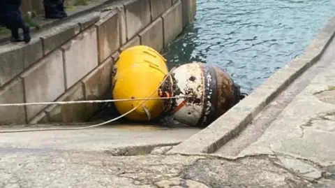 The mine was brought to shore in Charlestown