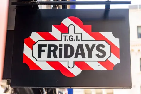 Getty Images TGI Fridays logo at a restaurant near Leicester Square