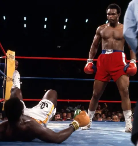 The general entertainment content of Disney via Getty Images Joe Frazier, George Foreman Boxing at Jamaica National Stadium, January 22, 1973