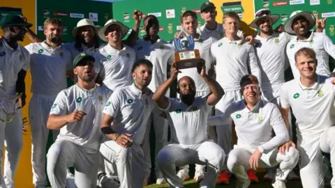 South Africa celebrate with trophy