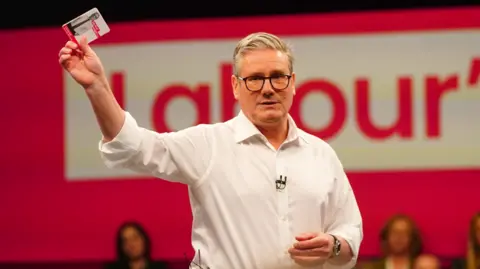 PA Media Labour Party leader Sir Keir Starmer speaks during his visit to the Backstage Centre, Purfleet, for the launch of Labour's doorstep offer to voters ahead of the general electio